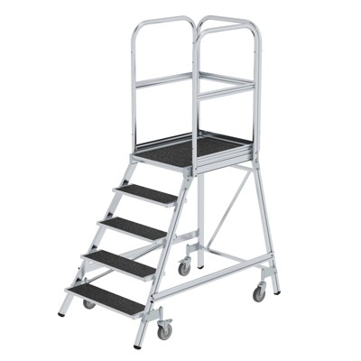 Podesttreppe eins. begehbar mit Federrollen Korundbeschichtung R13 5 Stufen von Munk Günzburger Steigtechnik