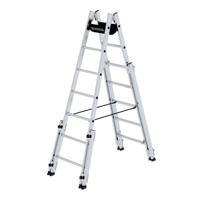 Stehleiter 2x7 Stufen, Aluminium, beidseitig begehbar, H 2100mm von Munk Günzburger Steigtechnik