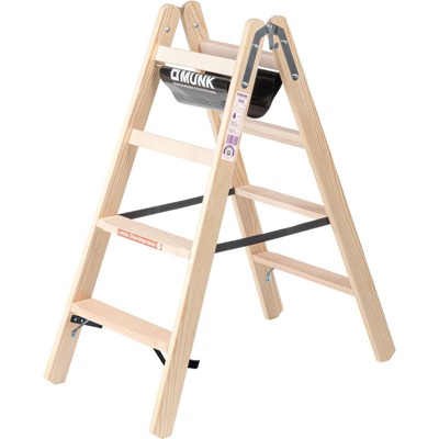 Stufen-Stehleiter Holz, beidseitig begehbar, 2x4 Stufen von Munk Günzburger Steigtechnik