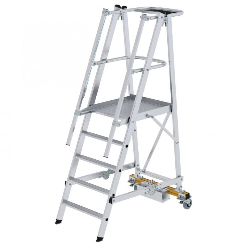 MUNK Podestleiter Fahrbar mit Schmaler Traverse 5 Stufen von Munk Steigtechnik