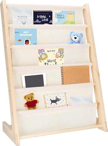 Muntel Kinderbuchregal, Kinderzimmer Regal aus Holz, Weißes Bücherregal für Kinder, Kleines Bücherregal, Bücheraufbewahrung, Stehregal, 40 Bücher, Leinen, 81 x 58,5 x 30 cm Muntel Kinderbuchregal, Kinderzimmer Regal aus Holz, Weißes Bücherregal für Kinder, Kleines Bücherregal, Bücheraufbewahrung, Stehregal, 40 Bücher, Leinen, 81 x 58,5 x 30 cm von Muntel