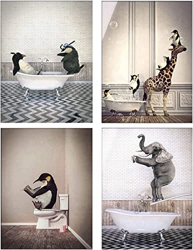 Leinwand Badezimmer Bilder Set,Schwarz Weiß Wand Kunst Drucke,Badezimmer Deko Leinwand Bilder Poster Toilette Wohnkultur - Ohne Rahmen (4pcs-30x40cm) von Muovel