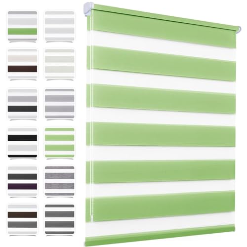 MupFup Doppelrollo Klemmfix ohne Bohren 90x120cm(BxH) Grün,Rollo Klemmrollo mit Lichtdurchlässig und Verdunkelnd/Höhe Stufenlos Verstellbar für Schlafzimmer,Badezimmer,Wohnzimmer Fenster und Tür von MupFup