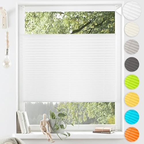 Plissee ohne Bohren Hohe-Qualität Aluminiumstangen,weiß80 x 130cm,Diagonales System,Plissee Klemmfix Einfache Montage Sichtschutz und Sonnenschutz für Schlafzimmer Badezimmer Wohnzimmer Fenster&Tür Plissee ohne Bohren Hohe-Qualität Aluminiumstangen,weiß80 x 130cm,Diagonales System,Plissee Klemmfix Einfache Montage Sichtschutz und Sonnenschutz für Schlafzimmer Badezimmer Wohnzimmer Fenster&Tür von MupFup