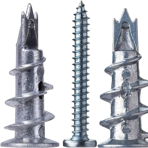 Rigipsdübel, Selbsterblockdauger Hohlraumdübel Metall mit Schrauben, GipskartondüBel Trockenbauanker aus Zink mit Schraubensatz zur Befestigung an Beton, Ziegeln, Gipskartonplatten (50 pcs) von Mupkvy