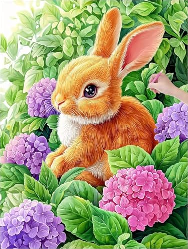 Diamond Painting Kaninchen, Blumen Diamond Painting XXL 60x80 cm Leinwand, 5D DIY Diamant Art Malerei Kinder Anfänger Mosaikherstellung Bastelnset, Home Wanddeko Wohnzimmer, Geschenke für Frauen D-87 Diamond Painting Kaninchen, Blumen Diamond Painting XXL 60x80 cm Leinwand, 5D DIY Diamant Art Malerei Kinder Anfänger Mosaikherstellung Bastelnset, Home Wanddeko Wohnzimmer, Geschenke für Frauen D-87 von Muqouuoi
