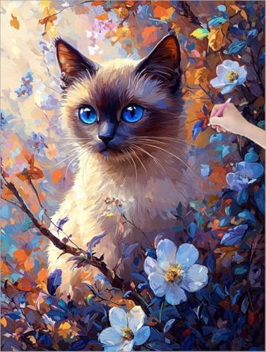 Diamond Painting Katze, Blumen Diamond Painting XXL 70x90 cm Leinwand, 5D DIY Diamant Art Malerei Kinder Anfänger Mosaikherstellung Bastelnset für Home Wanddeko Wohnzimmer, Geschenke für Frauen C-14 Diamond Painting Katze, Blumen Diamond Painting XXL 70x90 cm Leinwand, 5D DIY Diamant Art Malerei Kinder Anfänger Mosaikherstellung Bastelnset für Home Wanddeko Wohnzimmer, Geschenke für Frauen C-14 von Muqouuoi