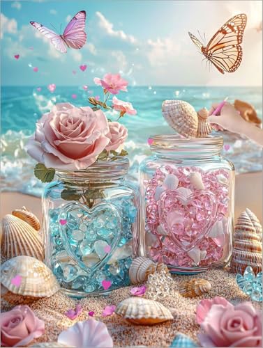 Diamond Painting Schmetterlinge, Blumen Diamond Painting XXL 60x80 cm Leinwand, 5D DIY Diamant Art Malerei Kinder Anfänger Mosaikherstellung Bastelnset, Wanddeko Wohnzimmer, Geschenke für Frauen C-32 Diamond Painting Schmetterlinge, Blumen Diamond Painting XXL 60x80 cm Leinwand, 5D DIY Diamant Art Malerei Kinder Anfänger Mosaikherstellung Bastelnset, Wanddeko Wohnzimmer, Geschenke für Frauen C-32 von Muqouuoi