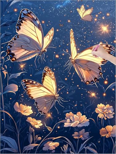 Diamond Painting Schmetterlinge, Blumen Diamond Painting XXL 60x80 cm Leinwand, 5D DIY Diamant Art Malerei Kinder Anfänger Mosaikherstellung Bastelnset, Wanddeko Wohnzimmer, Geschenke für Frauen Z-15 Diamond Painting Schmetterlinge, Blumen Diamond Painting XXL 60x80 cm Leinwand, 5D DIY Diamant Art Malerei Kinder Anfänger Mosaikherstellung Bastelnset, Wanddeko Wohnzimmer, Geschenke für Frauen Z-15 von Muqouuoi
