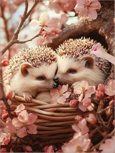 Diamond Painting Tiere, Blumen Diamond Painting Klein 40x50 cm Leinwand, 5D DIY Diamant Art Malerei Kinder Anfänger Mosaikherstellung Bastelnset für Home Wanddeko Wohnzimmer, Geschenke für Frauen X-97 von Muqouuoi