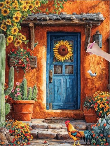 Diamond Painting XXL 90x120 cm, Blumen Diamond Painting Erwachsene Bastelset, 5D DIY Diamant Malerei Kinder Stickerei Kreuzstich Bilder Set, Zimmer Deko, Halloween, Weihnachtsgeschen (Ländlich) X-42 von Muqouuoi