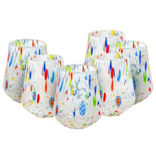 MurArt Muranogläser Set mit 6 Gläsern, 300 ml, mundgeblasenes Glas, handgefertigt, hergestellt in Italien, B8 von MurArt