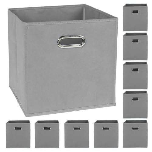 Murago - 10er Set Aufbewahrungsbox ca. 30x30x30 cm - Grau - Faltbox Organizer-Box Stoffbox Faltbare Karton-Box Regalbox Würfel Klappbox Körbe Kinderzimmer Spielzeugkiste Ordnungsbox von Murago