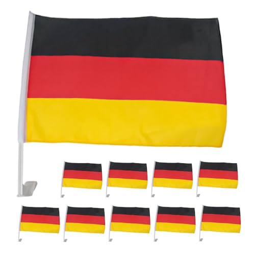 Murago - 10er Set Autofahne Deutschland ca.30x20cm - Flagge Fanartikel Auto Fahne mit Stab für Autofenster Murago - 10er Set Autofahne Deutschland ca.30x20cm - Flagge Fanartikel Auto Fahne mit Stab für Autofenster von Murago