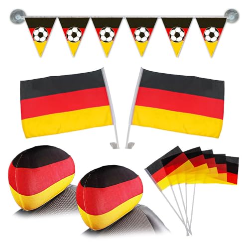 Murago - 12 teiliges Fanset für Auto Deutschland Wimpel Fahne Flagge Fußball WM EM Fanartikel Dekoration von Murago
