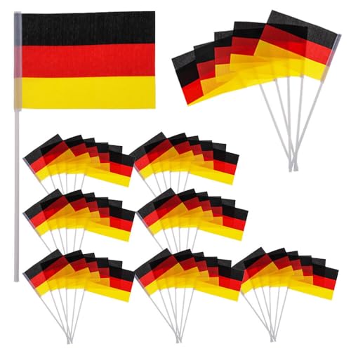 Murago - 144er Set Handfahnen Deutschland ca.22cm - WM EM Fußball Fanartikel Party Dekoration Handflaggen kleine Fähnchen Flaggen Fahnen von Murago