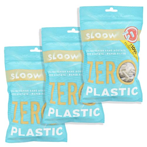 Murago - 3 x 1000er Beutel SLOOW Eco Filter Slim 6mm - (Gesamt: ca. 3000) Papierfilter für Zigaretten Eindrehfilter Plastikfrei Zigarettenfilter Slimfilter von Murago