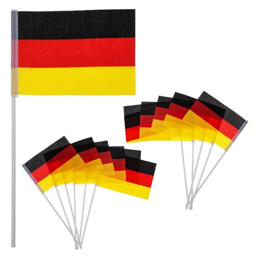 Murago - 36 x Handfahnen Deutschland ca.22cm - WM EM Fußball Fanartikel Dekoration Handflaggen Mini Fähnchen Flaggen Fahnen von Murago