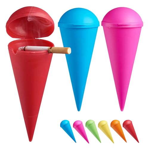 Murago - 3er Set Beach Aschenbecher - Strandaschenbecher verschließbar mit Deckel bunt rot blau grün gelb orange pink für draussen outdoor zum Stecken für Strand Tasche unterwegs Murago - 3er Set Beach Aschenbecher - Strandaschenbecher verschließbar mit Deckel bunt rot blau grün gelb orange pink für draussen outdoor zum Stecken für Strand Tasche unterwegs von Murago