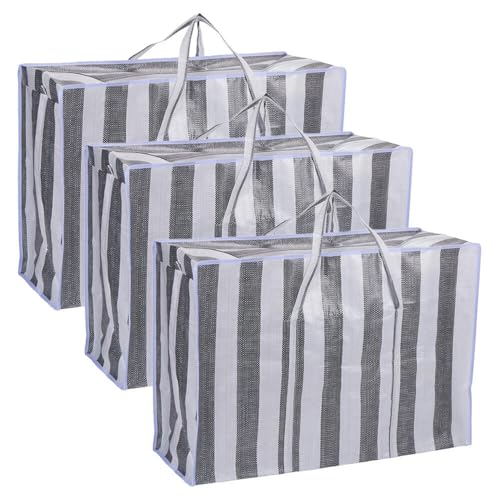 Murago - 3x Aufbewahrungstasche faltbar ca 90 Liter für 20 kg - Allzwecktasche Einkaufstasche Reisetasche Umzugstasche Groß Jumbo mit Reißverschluss Tragetasche Kleideraufbewahrung Organizer Transport Murago - 3x Aufbewahrungstasche faltbar ca 90 Liter für 20 kg - Allzwecktasche Einkaufstasche Reisetasche Umzugstasche Groß Jumbo mit Reißverschluss Tragetasche Kleideraufbewahrung Organizer Transport von Murago
