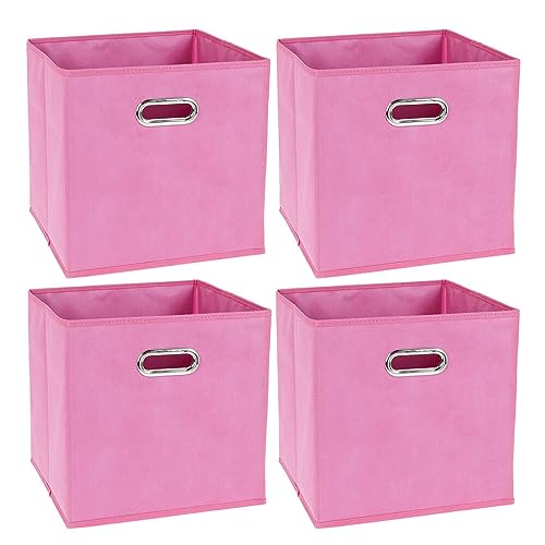 Murago - 4er Set Aufbewahrungsbox ca. 30x30x30 cm - Rosa - Faltbox mit Ösen Organizer Stoffbox Faltbare Regalbox Würfel Klappbox Körbe Kinderzimmer Spielzeugkiste Ordnungsbox von Murago