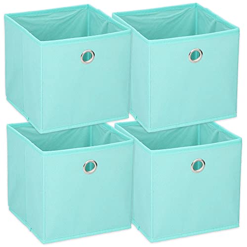 Murago - 4er Set Faltbox ca. 20x20x20 cm Türkis - Aufbewahrungsboxen Klappbox faltbar Mint Körbe Einschub Korb Stoff Regalkorb Organizer von Murago