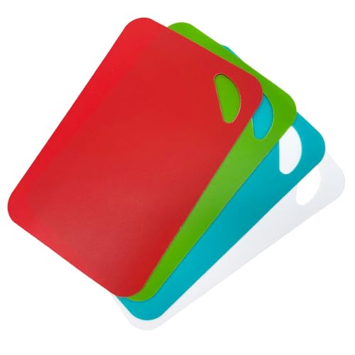 Murago - 4er Set Schneidematte ca. 29x19 cm - leicht flexibel Schneidebrett Küchenbrett Kunststoff spülmschinenfest rot blau grün weiß Küchenbrett Murago - 4er Set Schneidematte ca. 29x19 cm - leicht flexibel Schneidebrett Küchenbrett Kunststoff spülmschinenfest rot blau grün weiß Küchenbrett von Murago
