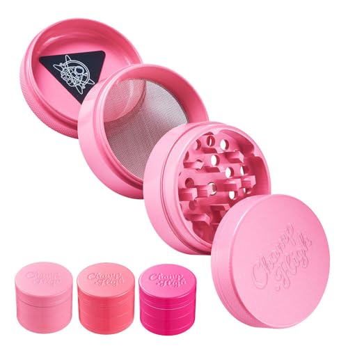 Murago - 50mm Grinder Metall Pink/Rosa mit Glitzer - Crusher mit Sieb Gewürzmühle Kräutermühle Feinsieb 4 teilig Murago - 50mm Grinder Metall Pink/Rosa mit Glitzer - Crusher mit Sieb Gewürzmühle Kräutermühle Feinsieb 4 teilig von Murago