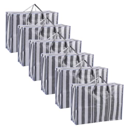 Murago - 6 x Aufbewahrungstasche ca. 125 Liter für 25 kg faltbar - Allzwecktasche Einkaufstasche Reisetasche Umzugstasche Groß Jumbo Tragetasche Kleideraufbewahrung Organizer Transporttasche Murago - 6 x Aufbewahrungstasche ca. 125 Liter für 25 kg faltbar - Allzwecktasche Einkaufstasche Reisetasche Umzugstasche Groß Jumbo Tragetasche Kleideraufbewahrung Organizer Transporttasche von Murago