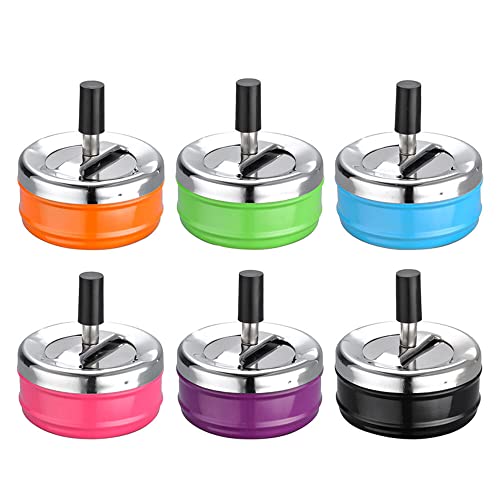 Murago - 6er Set Drehaschenbecher - Aschenbecher mit Deckel Ascher bunt Windaschenbecher Metall von Murago