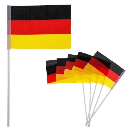 Murago - 6er Set Handfahnen Deutschland ca.22cm - WM EM Fußball Fanartikel Dekoration Handflaggen Mini Fähnchen Flaggen Fahnen von Murago