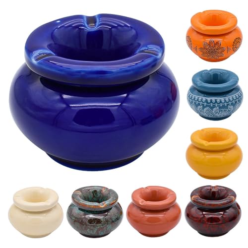 Murago - Aschenbecher Keramik Moroccan - Blau - für draussen mit Deckel Outdoor rund Tischaschenbecher Garten Balkon Ascher Windaschenbecher Murago - Aschenbecher Keramik Moroccan - Blau - für draussen mit Deckel Outdoor rund Tischaschenbecher Garten Balkon Ascher Windaschenbecher von Murago