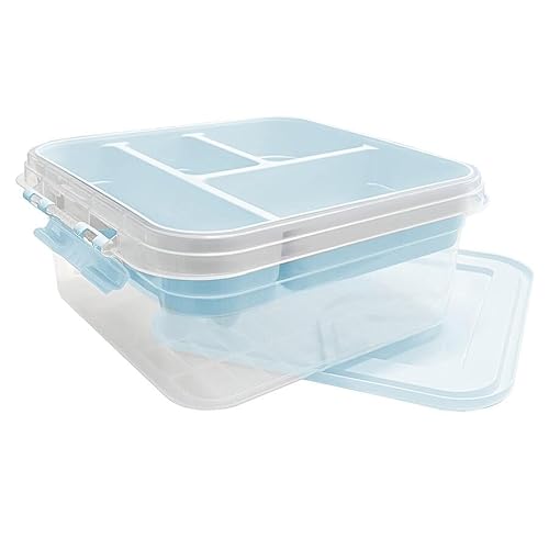 Murago - Aufbewahrungsbox mit Deckel 4,5L Blau - aus Kunststoff mit Tablett stapelbar Kisten Sortierbox für Kleinteile Schrauben Organisation Spielzeug Kiste Handwerk Buntstifte von Murago