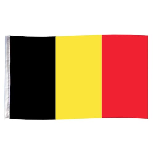 Murago - Belgien Fahne ca. 150x90cm mit Metallösen - belgische Hiss Flagge 90 x 150 cm wetterfest Fanartikel Polyester von Murago