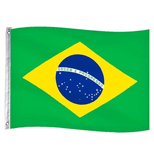 Murago - Brasilien Flagge ca. 90x150 cm mit Metallösen - brasilianische Fahne Fanartikel Fußball EM WM Dekoration 150 x 90 cm groß Wetterfest von Murago