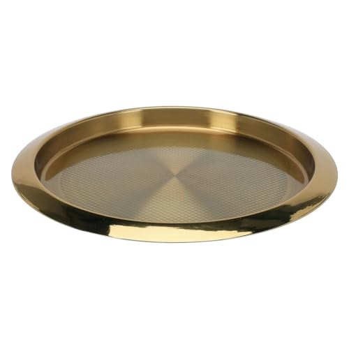 Murago - Edelstahl Tablett rund Ø 35 cm goldfarbig – Serviertablett Dekoteller modernes rundes Metalltablett für Küche Wohnzimmer Tischdeko Frühstückstablett Geschenkidee von Murago