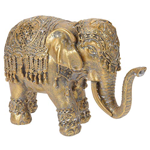 Murago Elefant Deko Figur Gold-farbig ca.19cm Indischer Indien Deko Skulptur Dekofigur Statue mittel groß Dekoration Tischdekoration Orientalisch von Murago