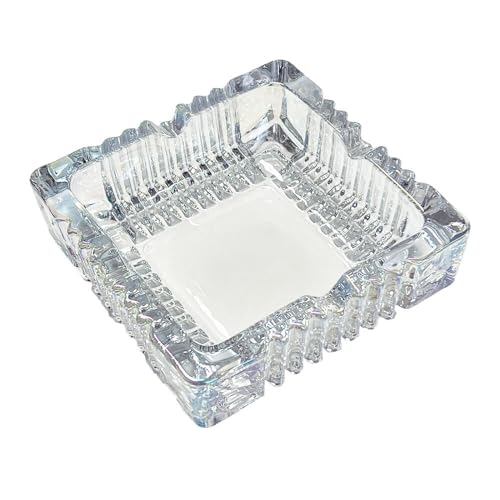 Murago - Glasaschenbecher mit Rainbow Schimmer eckig ca.12x12x3,7cm - Tischascher für draußen Tischaschenbecher viereckig Gastronomie Edler Dekorativer Aschenbecher Glas transparent Murago - Glasaschenbecher mit Rainbow Schimmer eckig ca.12x12x3,7cm - Tischascher für draußen Tischaschenbecher viereckig Gastronomie Edler Dekorativer Aschenbecher Glas transparent von Murago