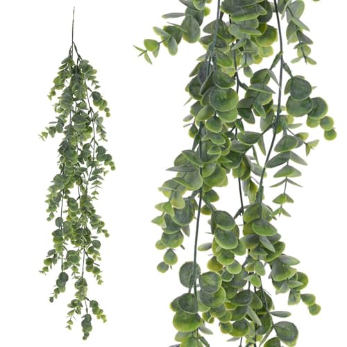 Murago - Künstliche Eukalyptus Hängepflanze ca.75cm - hängend Outdoor Pflanzen Girlande Farn Kunstpflanze Grün Tisch Garten Deko künstliche Kletterpflanze Farn Grünpflanzen Kunststoff von Murago