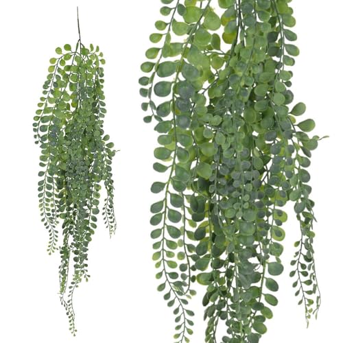 Murago - Künstliche Eukalyptus Hängepflanze ca.75cm - hängend Outdoor Pflanzen Girlande Kunstpflanzen Grün Tischdeko Garten Badezimmer Deko künstliche Kletterpflanze Grünpflanzen Kunststoff von Murago