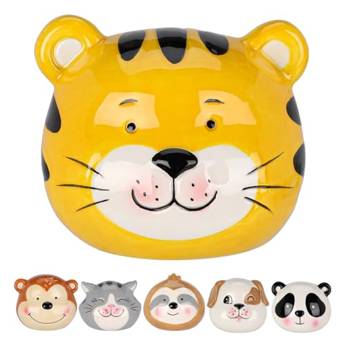 Murago - Mini Tiger Spardose ca. 9x8x7cm - Dekoration für Kinderzimmer kleine Skulptur Dekofigur Keramik Tierfigur von Murago