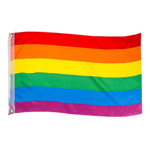Murago - Pride Fahne ca.150x90cm mit Ösen - Regenbogen LBGTQ Gay Lesben Schwulen 90 x 150 cm große Deko Flagge von Murago