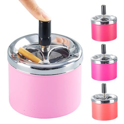 Murago - Push Drehaschenbecher Pink/Rosa 11x9 cm - mit Deckel Outdoor für draussen Gastro Tisch Ascher groß Windaschenbecher von Murago