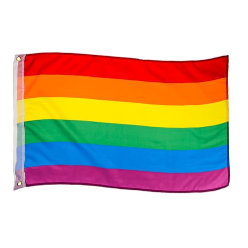 Murago - Regenbogen Fahne ca. 90x60 cm mit Metallösen - Pride LBGTQ Gay Lesben Schwulen Hiss Flagge klein ca. 60 x 90 cm Fanartikel Dekoration Garten wetterfest von Murago