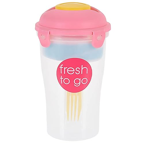Murago - Salatbox to go mit Kühlakku Gabel Dressing Halter Rosa - Besteck Müslibecher Dose Joghurtbecher Reisebecher Picknick Dip Sauce Becher Murago - Salatbox to go mit Kühlakku Gabel Dressing Halter Rosa - Besteck Müslibecher Dose Joghurtbecher Reisebecher Picknick Dip Sauce Becher von Murago