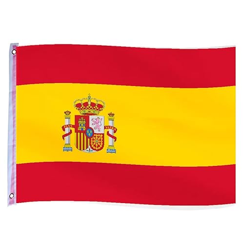 Murago - Spanien Fahne ca. 150x90cm mit Metallösen - spanische Hiss Flagge 90 x 150 cm groß wetterfest Fanartikel Polyester Spain von Murago