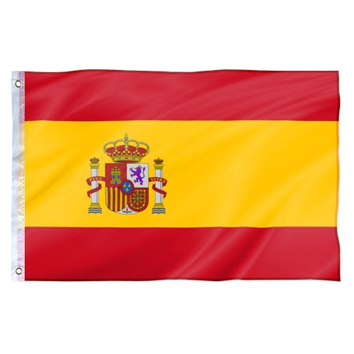 Murago - Spanien Fahne ca. 150x90cm mit Metallösen - spanische Hiss Flagge 90 x 150 cm groß wetterfest Fanartikel Polyester Spain Murago - Spanien Fahne ca. 150x90cm mit Metallösen - spanische Hiss Flagge 90 x 150 cm groß wetterfest Fanartikel Polyester Spain von Murago