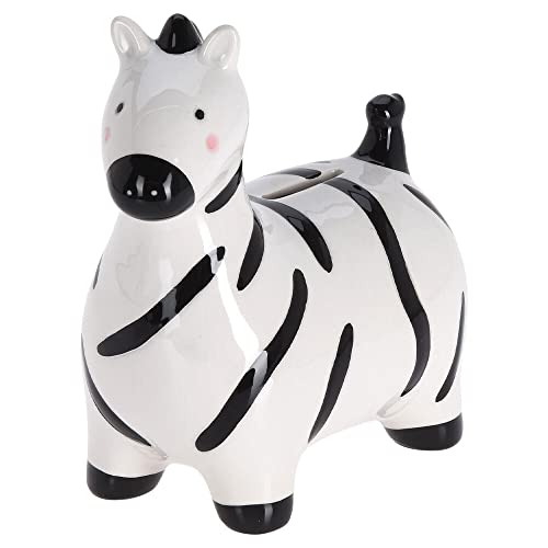 Murago - Spardose Zebra - Sparschwein für Kinder Sparbüchse Jungen Mädchen Keramik Tierform Dekofigur groß Weiß schwarz von Murago