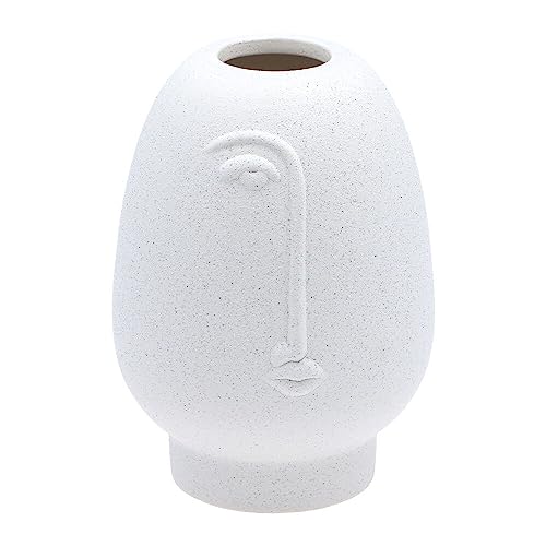 Murago - Vase mit Gesicht Keramik Skulptur ca.17,5cm - Blumenvase für Pampasgras Trockenblumen einzelne Tulpen Weiß Figur Rau Dekoration Wohnzimmer Minimalistisch nordischer Stil Aesthetic von Murago