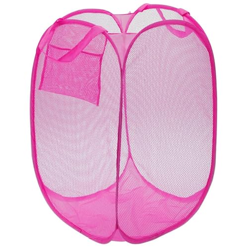 Murago - Wäschekorb ca.58x32x32cm - Pink - mit Henkel faltbar Pop up Mesh Netz klappbar für Reisen Camping Kinderzimmer Rosa Deko Stoff Korb Pfandflaschen Behälter von Murago
